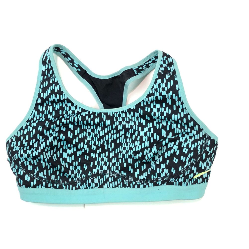 Nike Pro Dri Fit Fierce Lux Dot Training Navy Teal Sports Bra 658370 Small L3